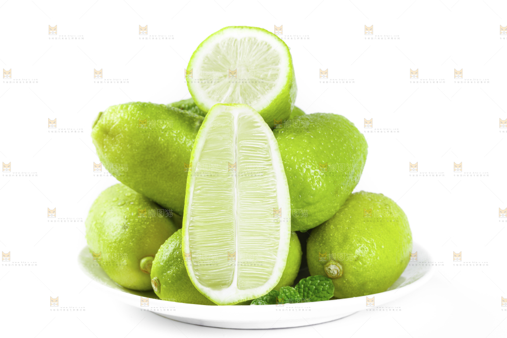 白底上的海南香水柠檬