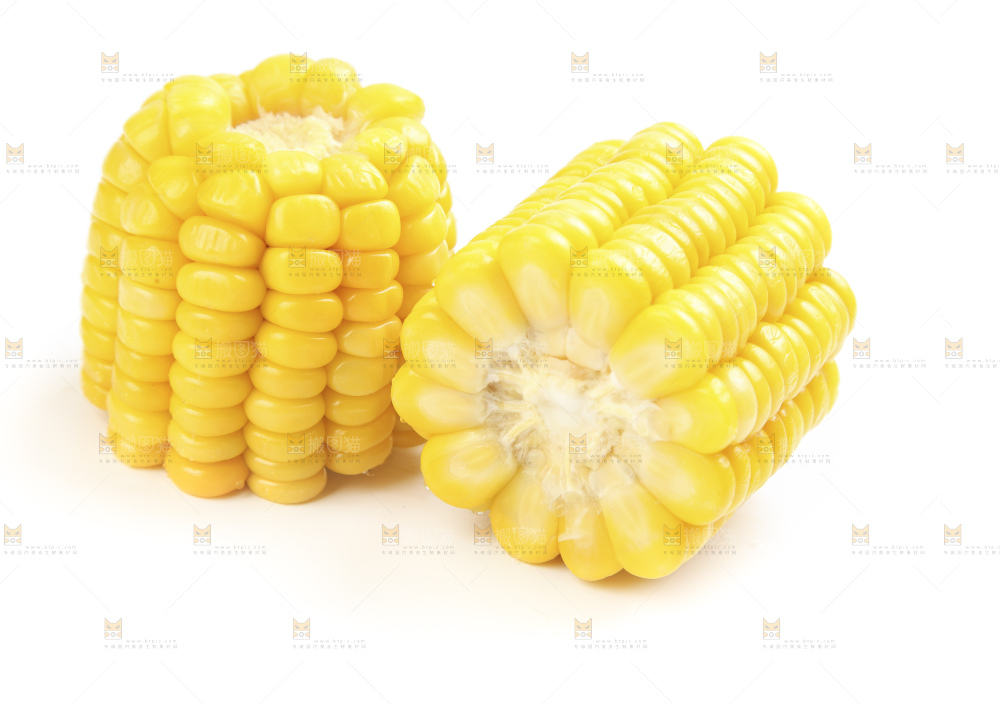 白底上的玉米棒