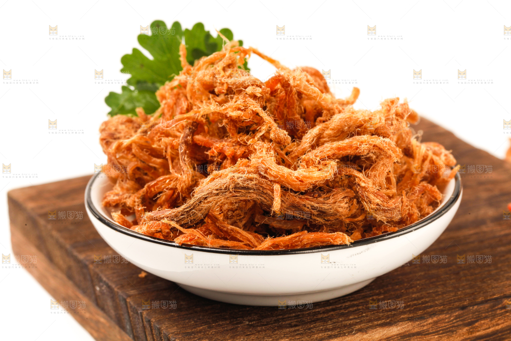 盘子里的手撕猪肉干