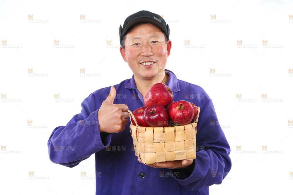 农民手里拿着天水花牛苹果