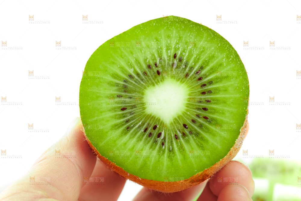 白底上的绿心奇异果