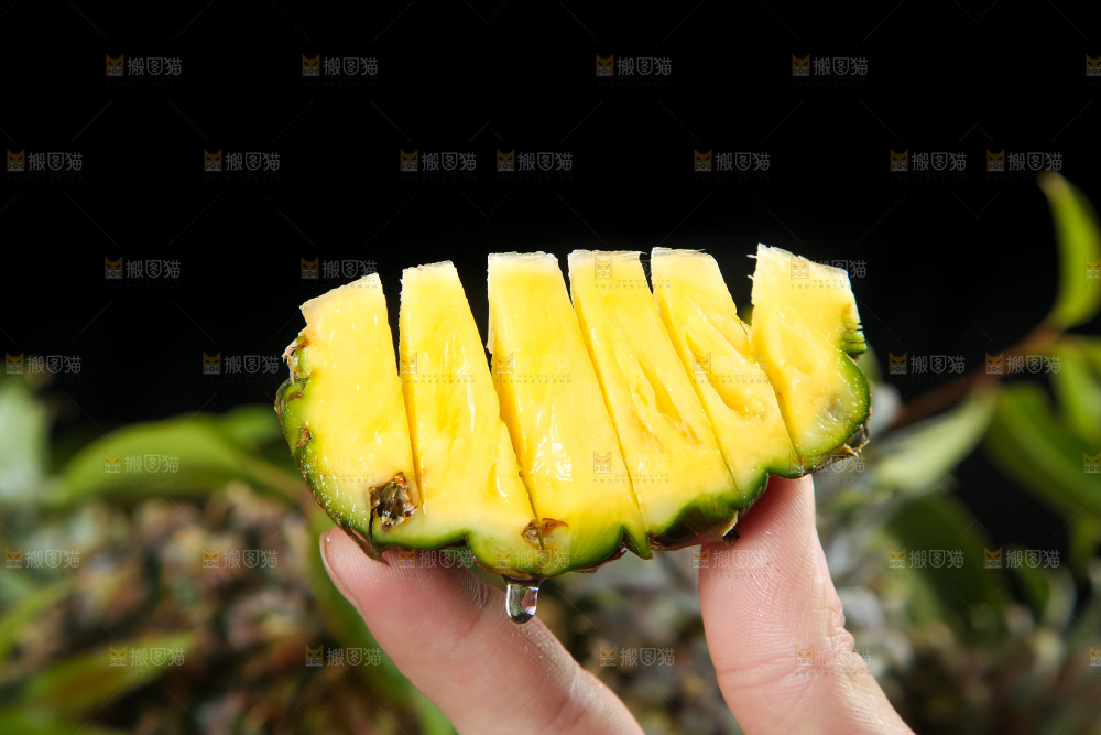 手里拿着新鲜小菠萝