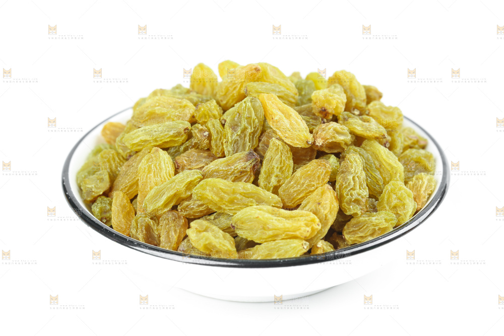 白底上的绿葡萄干
