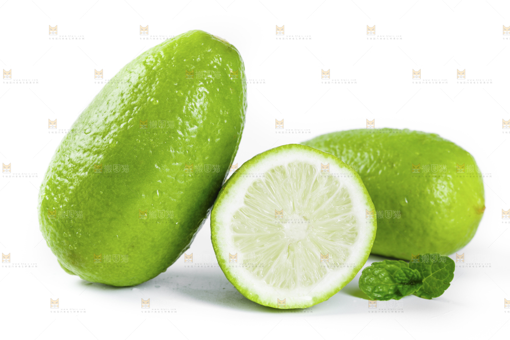白底上的海南香水柠檬