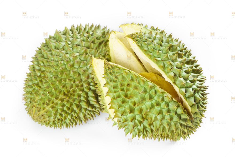 白底上放着泰国金枕榴莲