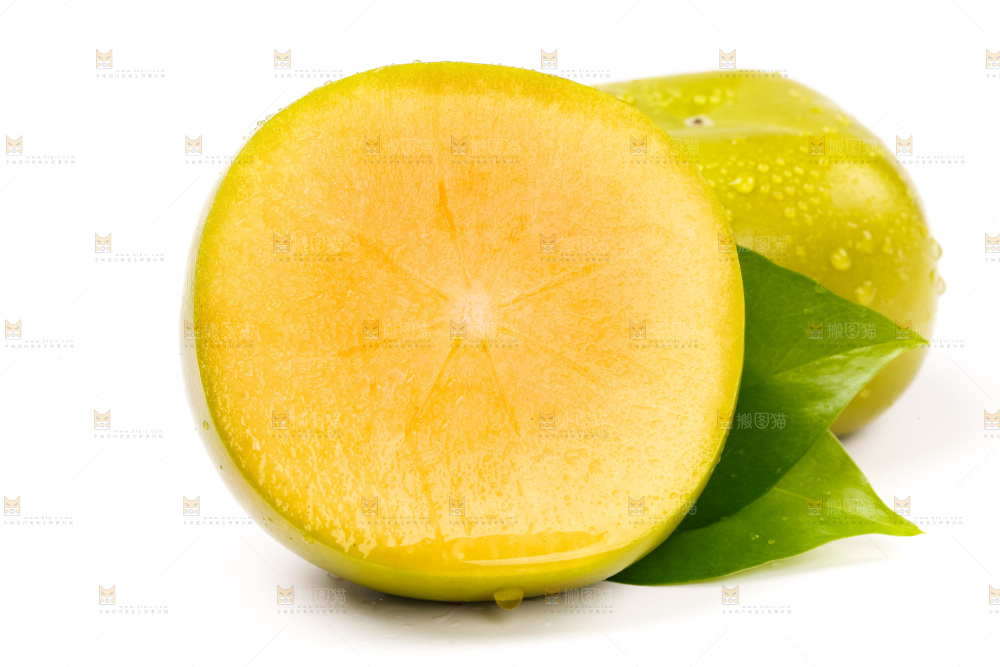 白底上放着青皮柿子