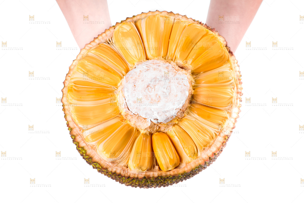 白底上放着海南红肉菠萝蜜