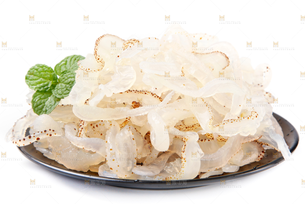 白底上的白花海蜇丝