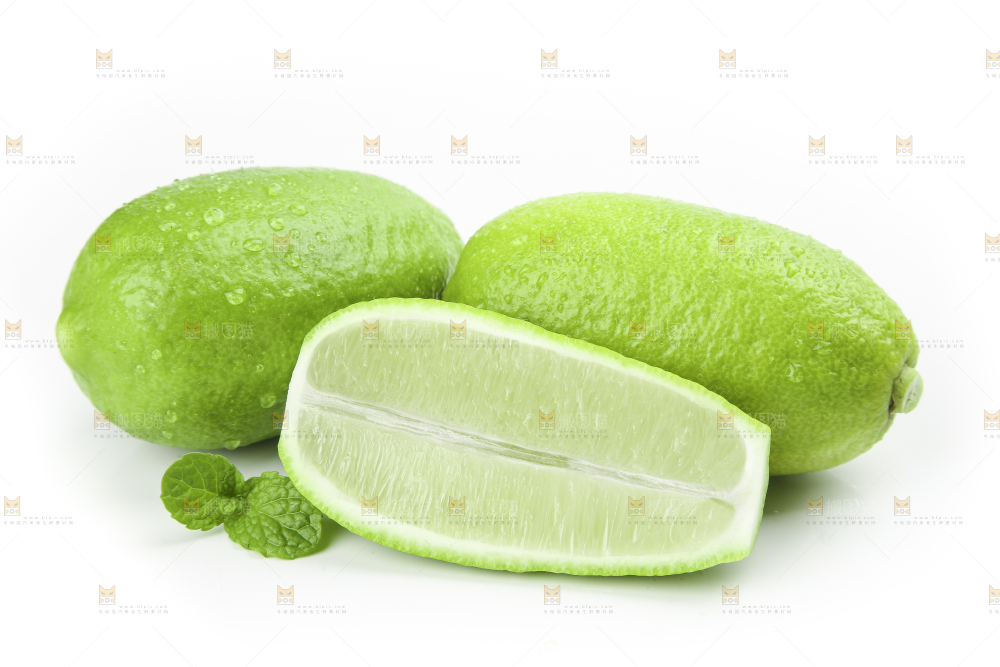 白底上的香水柠檬