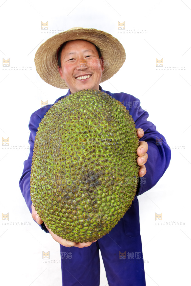 农民手里拿着菠萝蜜