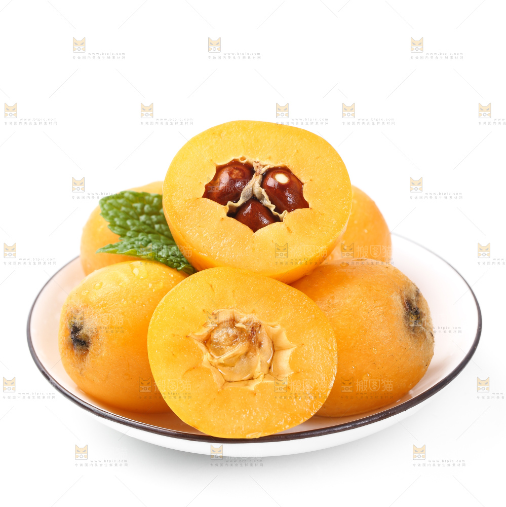 白底上的枇杷
