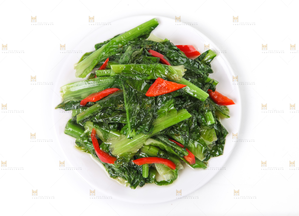 盘子里的炒莴笋叶