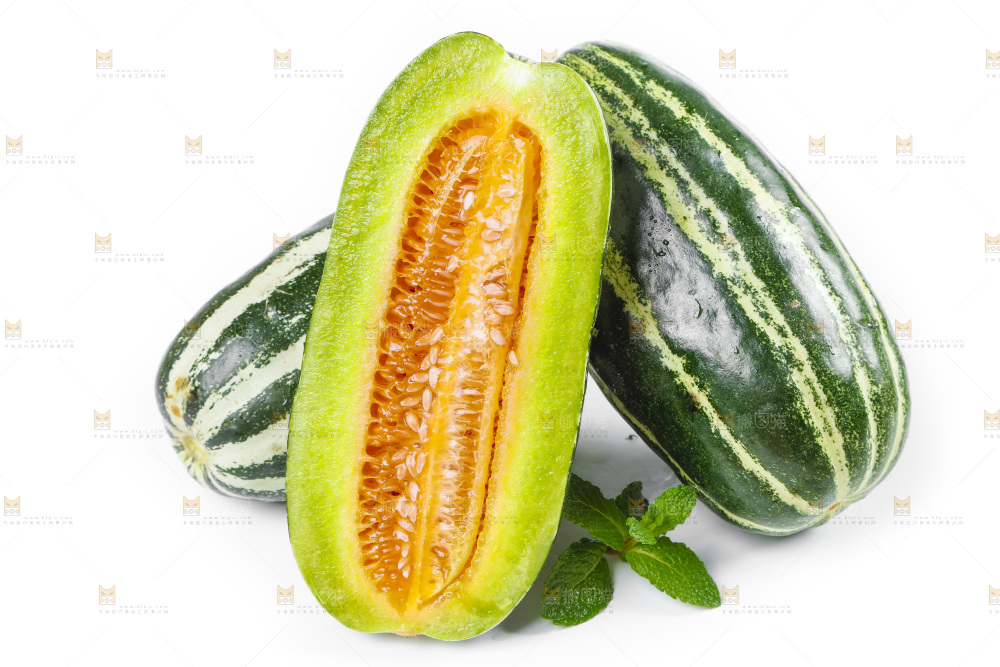 白底上放着博洋蜜脆甜瓜