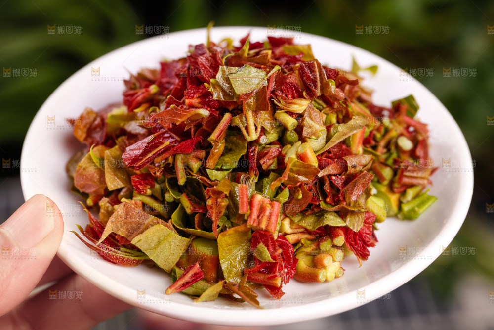 盘子里装着香椿