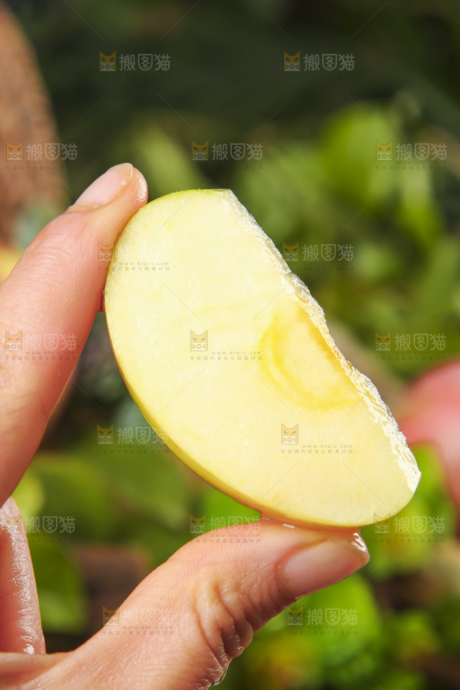 手里拿着一块苹果