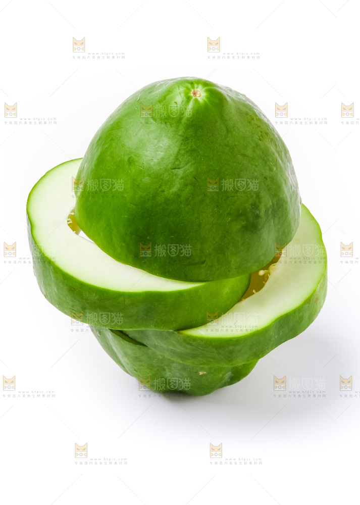 白底上放着生木瓜