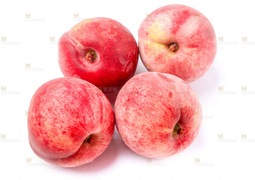 白底上摆放在爆甜水蜜桃