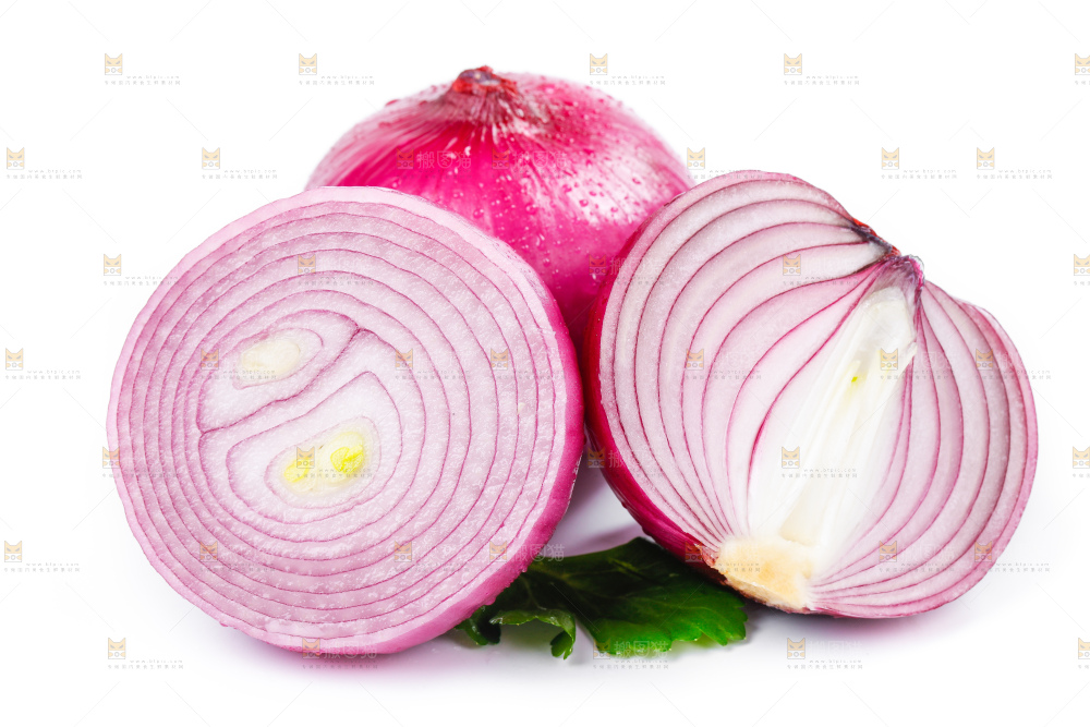 白底上放着洋葱