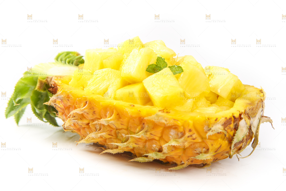 白底上的海南金钻凤梨