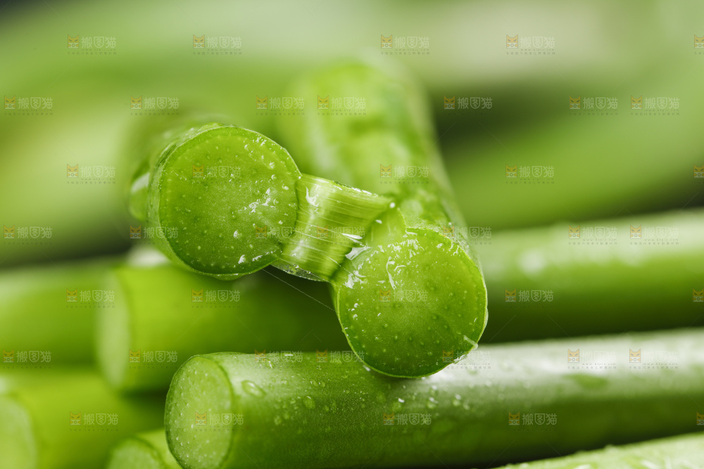 黑底上放着新鲜蒜苔