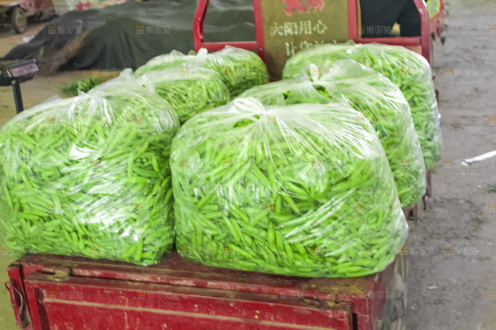 袋子装着豌豆