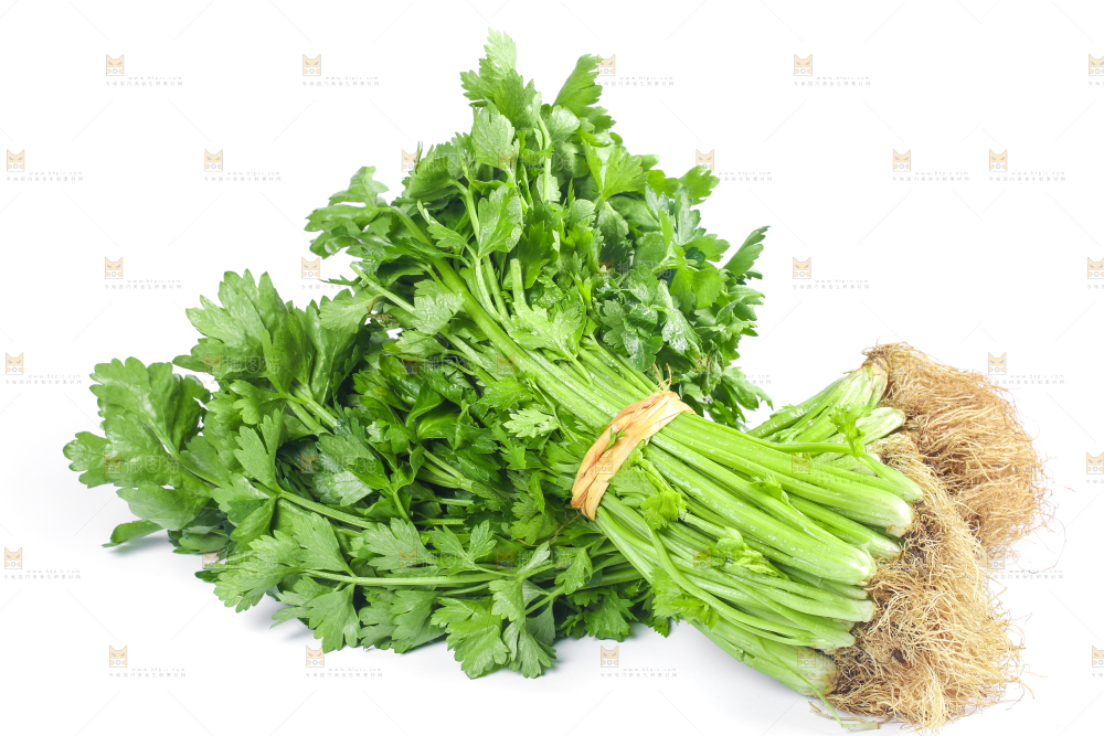 白底上堆放着香芹