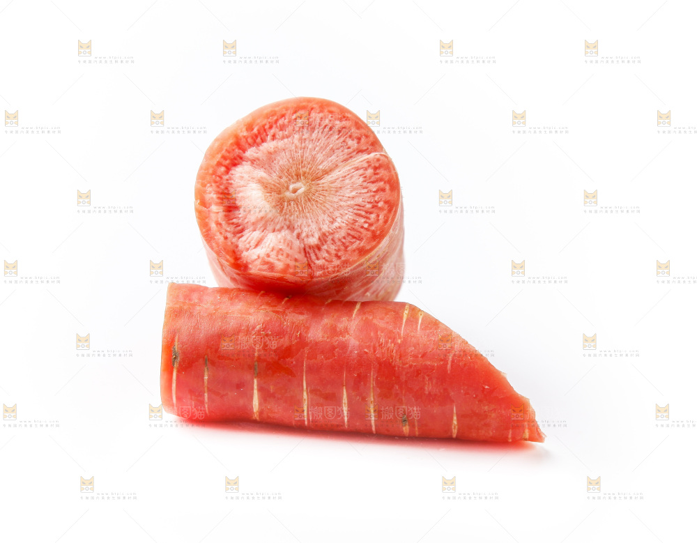 白底上的红胡萝卜