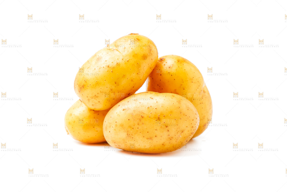 黄心土豆放在白底上