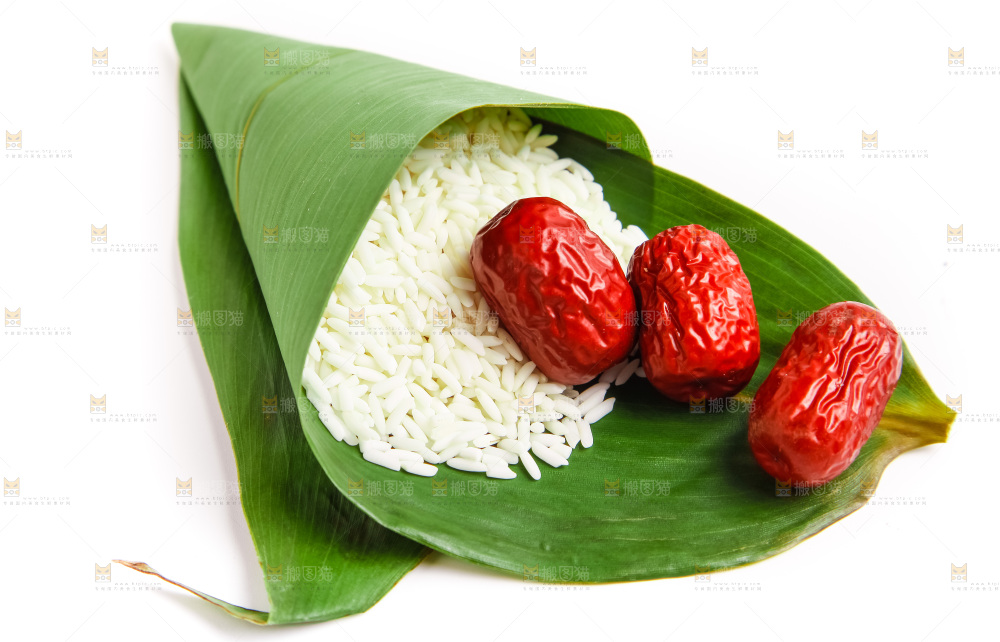 白底上的粽子食材