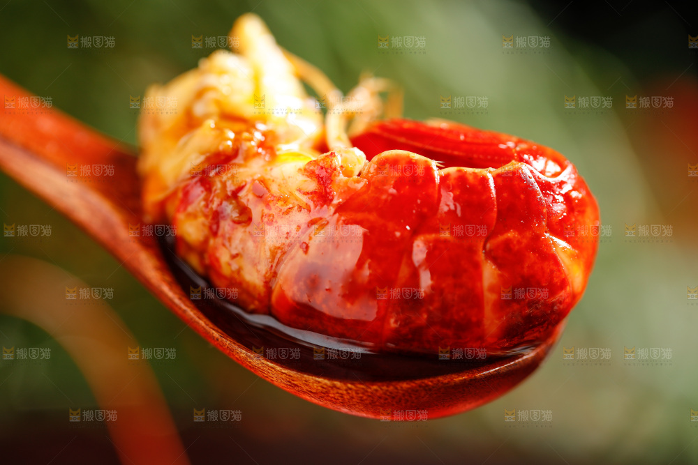 勺子里装着小龙虾