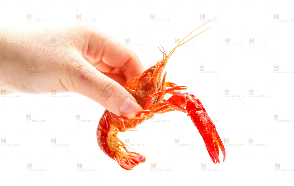 手里拿着小龙虾