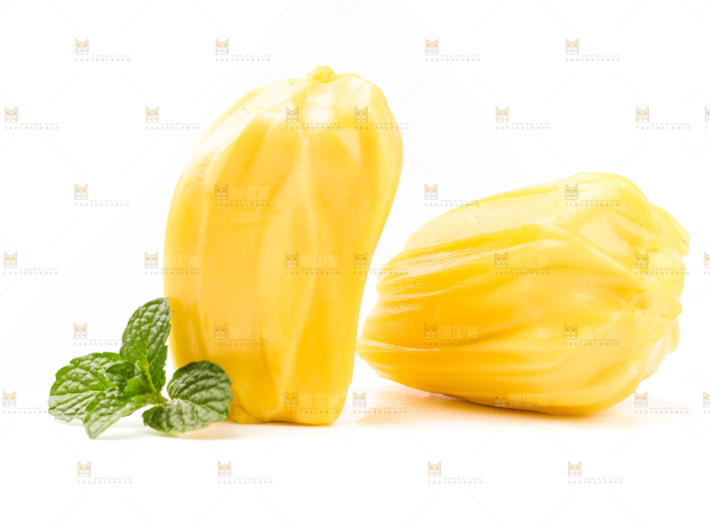 白底上的黄肉菠萝蜜