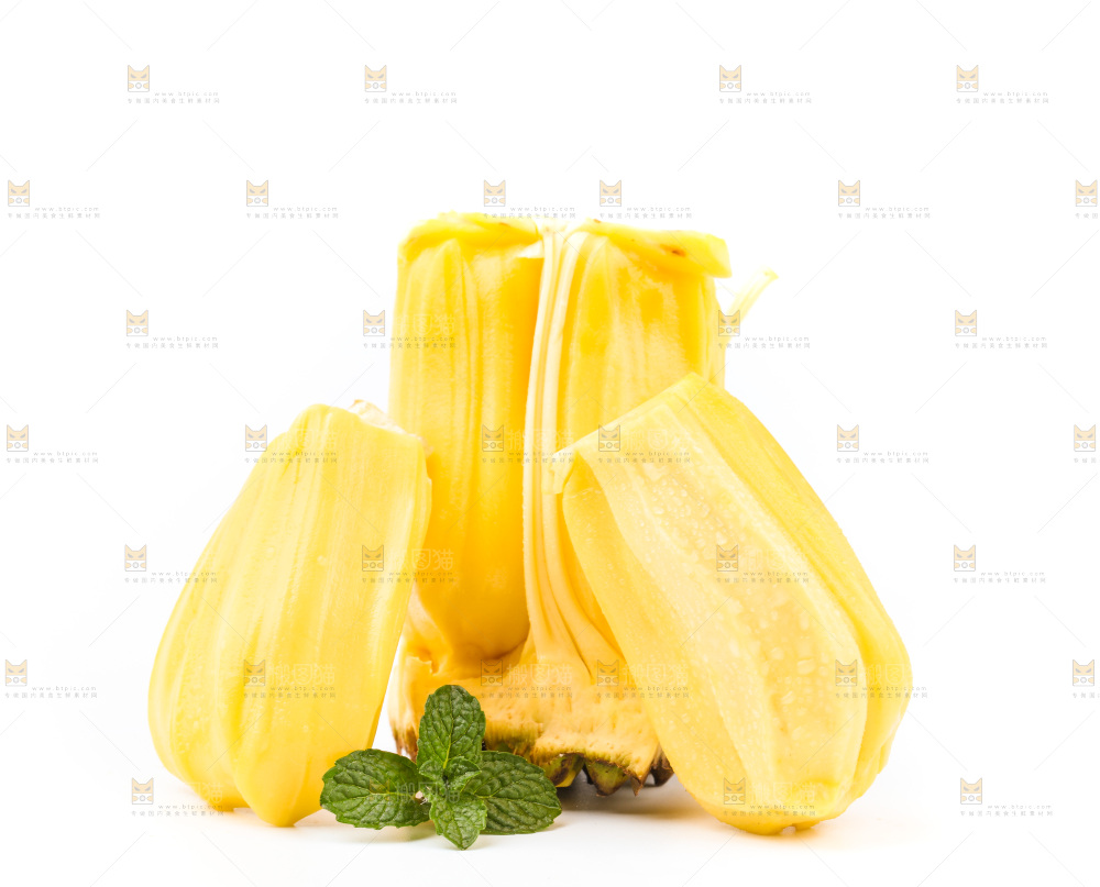 白底上的黄肉菠萝蜜