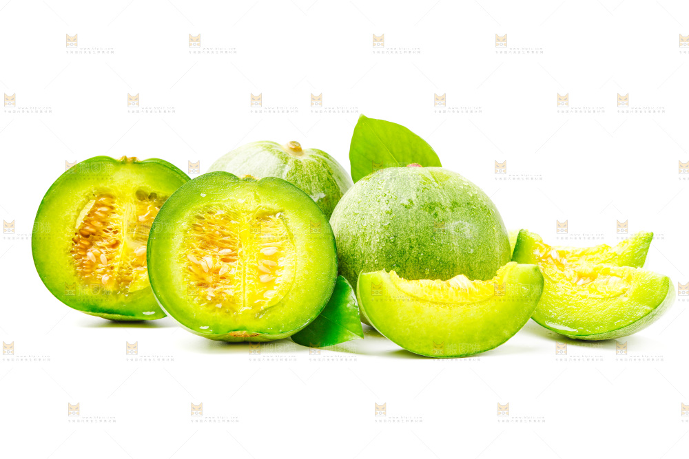 白底上放着绿宝甜瓜