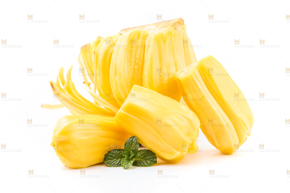 白底上的黄肉菠萝蜜