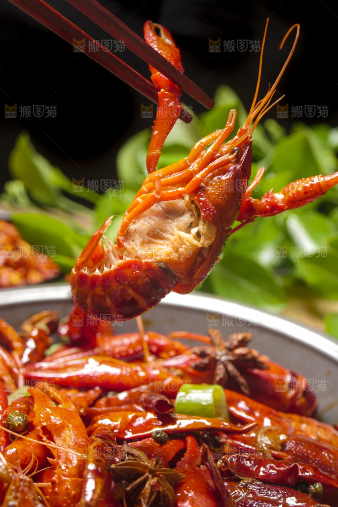 盆子里的香辣小龙虾