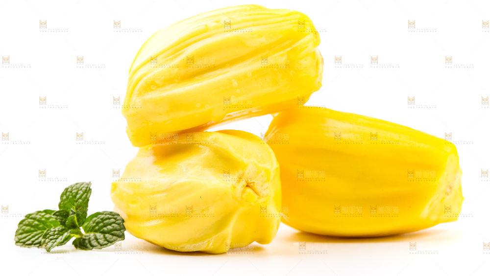 白底上的黄肉菠萝蜜