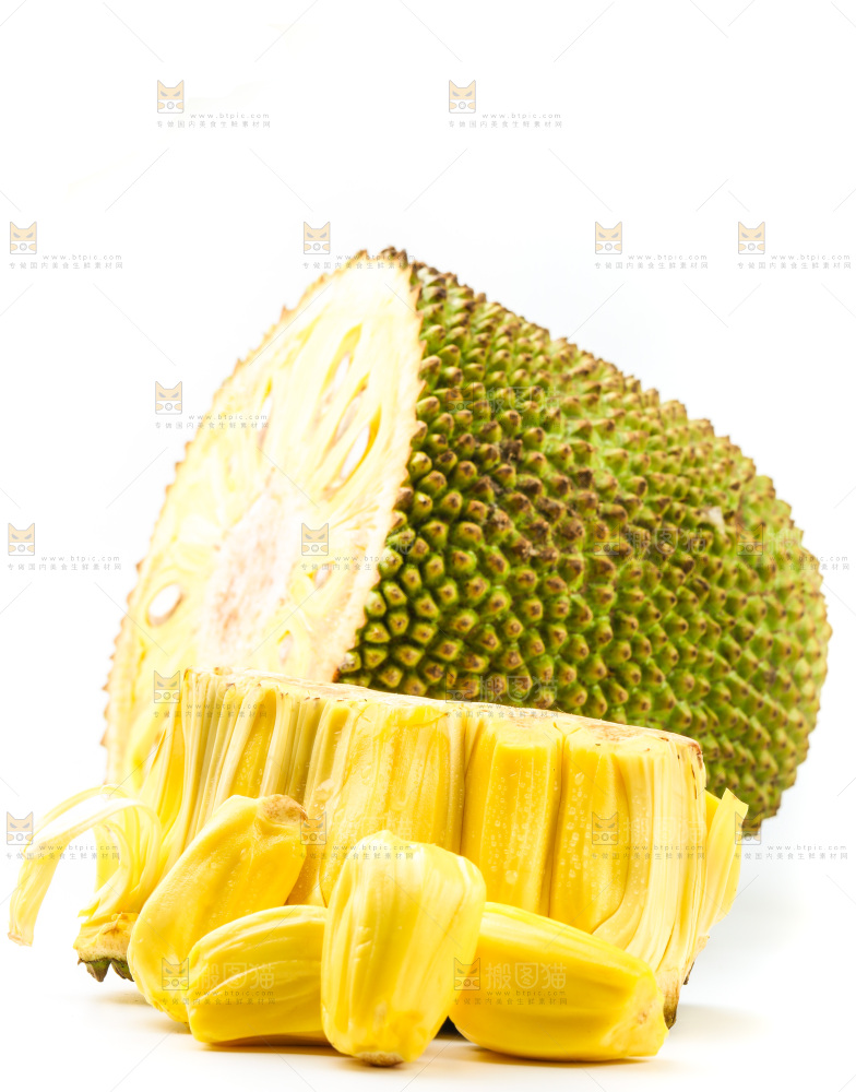 白底上的黄肉菠萝蜜