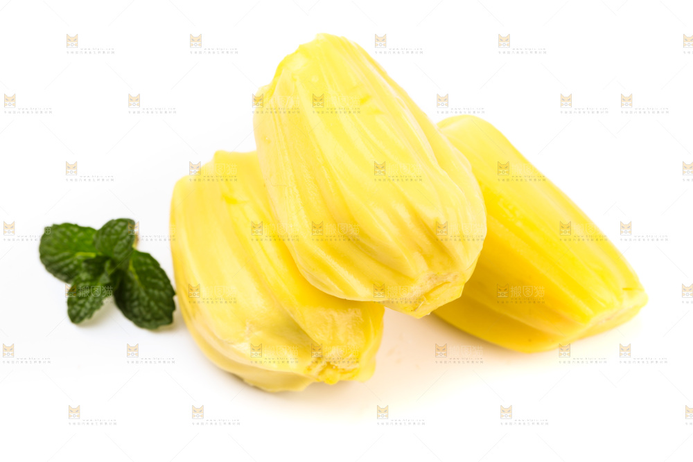 白底上的黄肉菠萝蜜