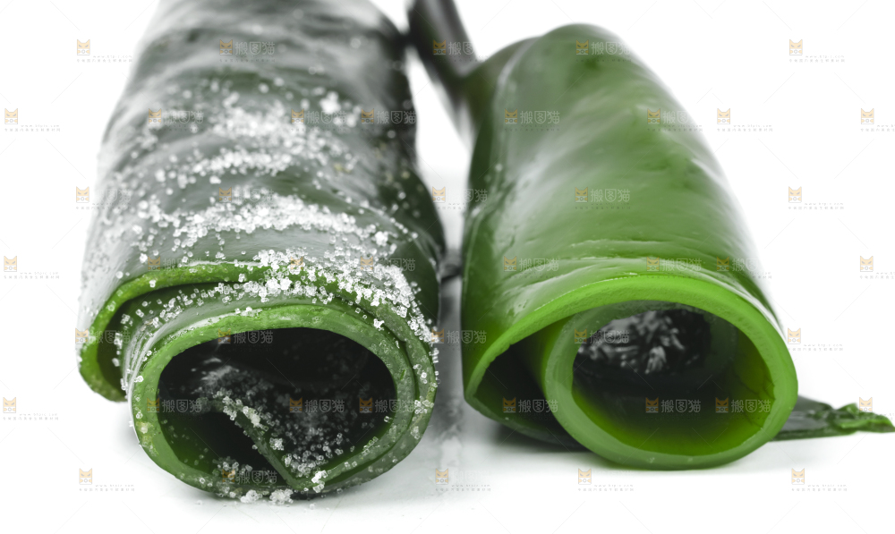 白底上摆放着海带