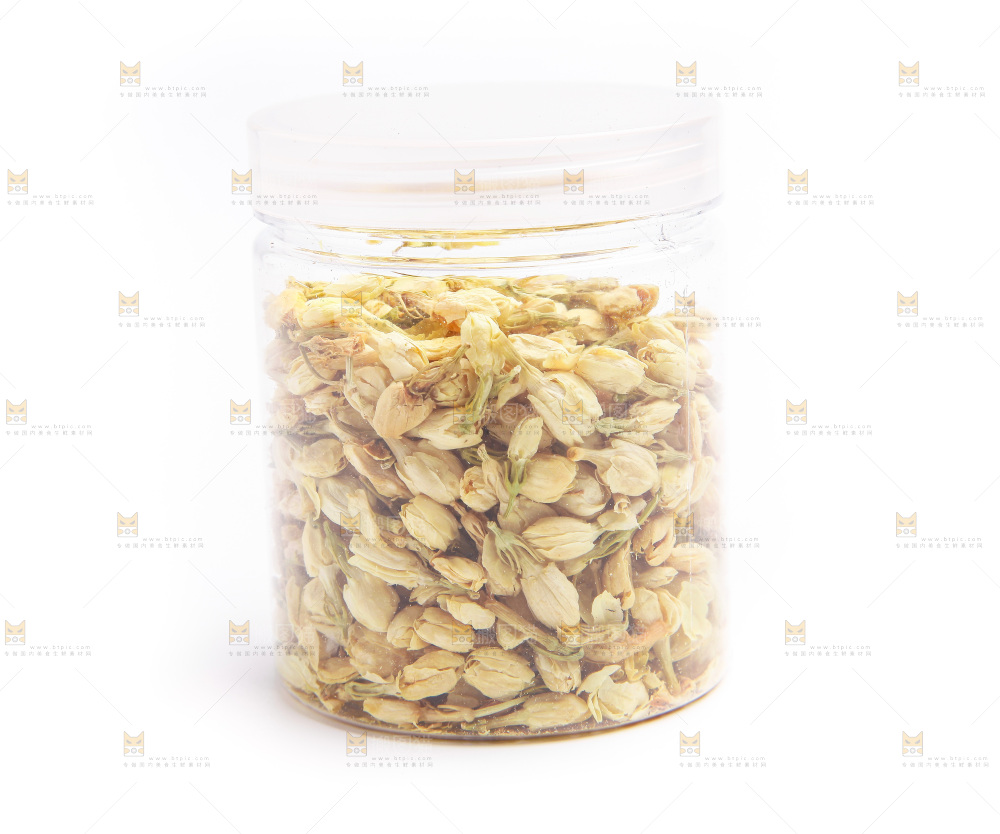 瓶子里装着茉莉花茶