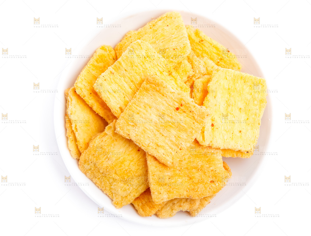 白底上的糯米锅巴