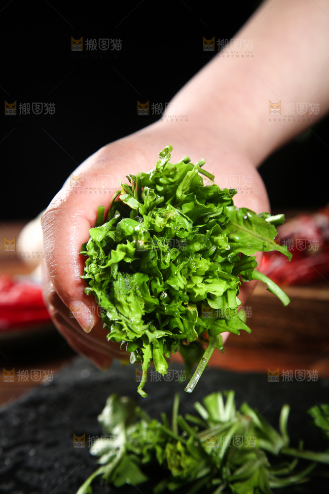 手里拿着荠菜