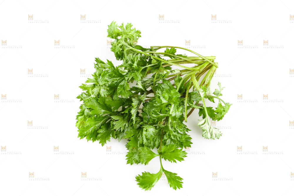 白底上放着嫩艾草