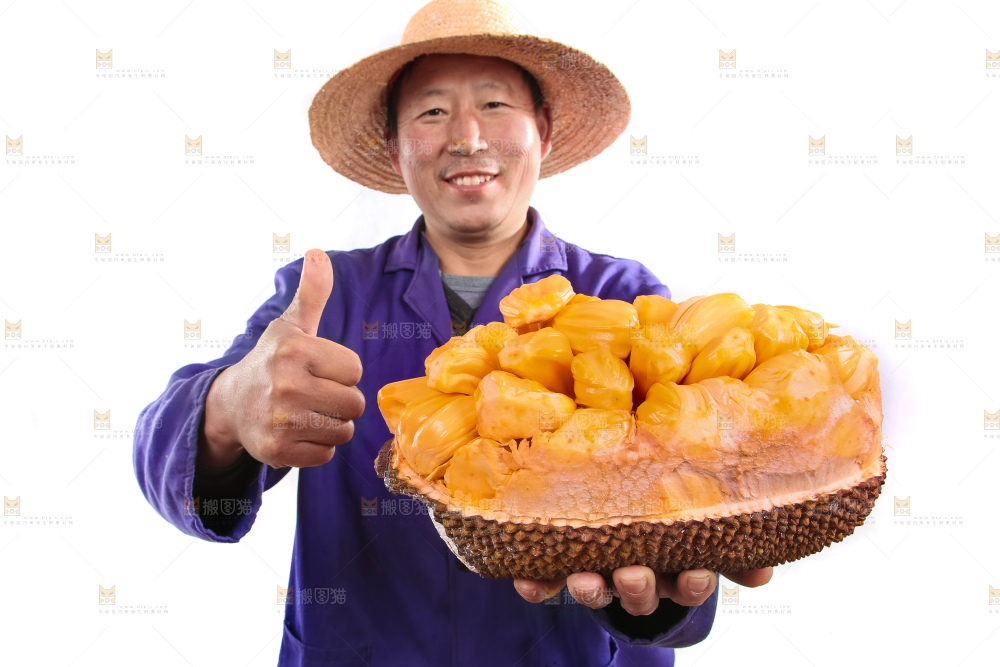 农民手里抱着菠萝蜜