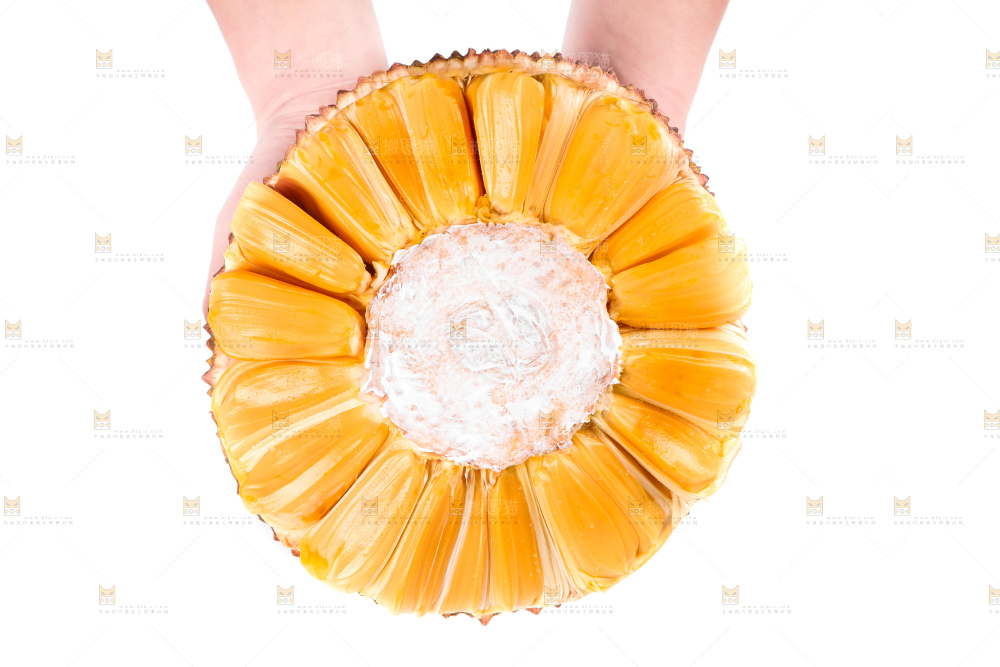 白底上放着海南红肉菠萝蜜
