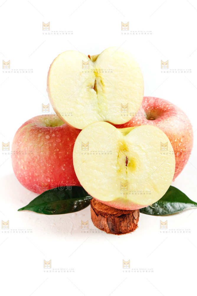 白底上的红苹果