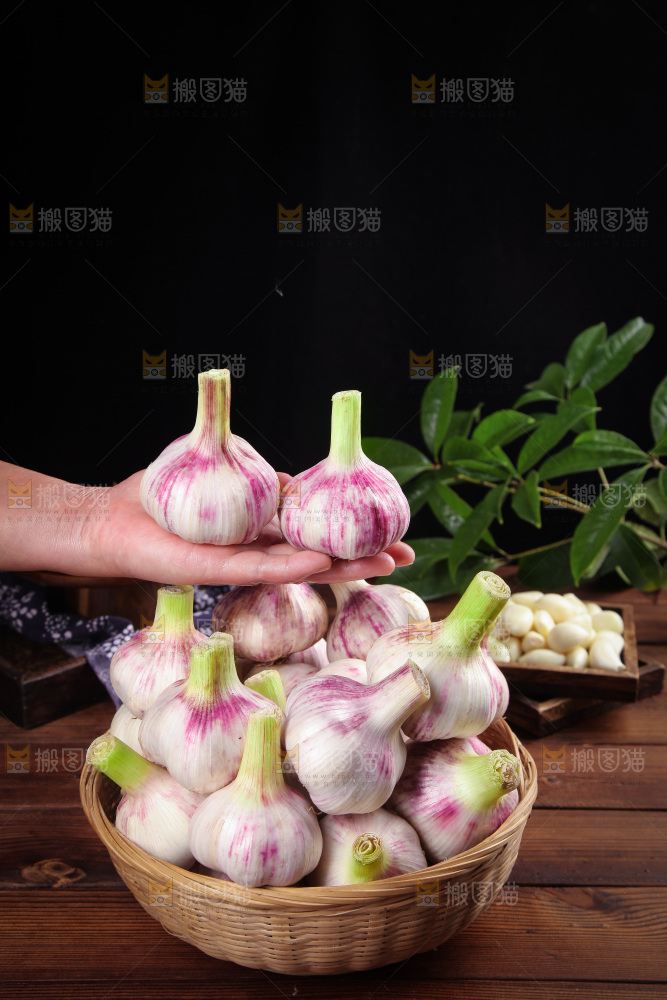 手里拿着大蒜