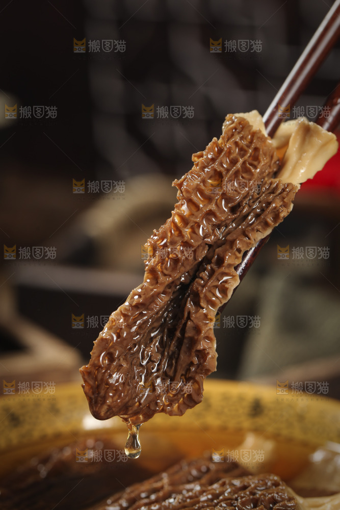 筷子上夹着羊肚菇