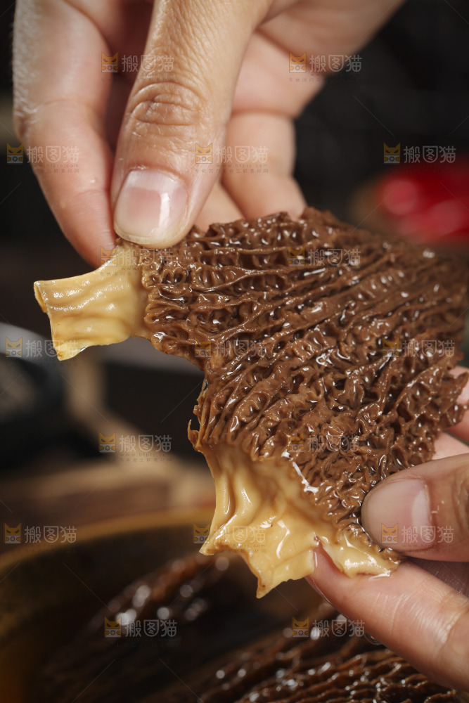 手里拿着羊肚蘑